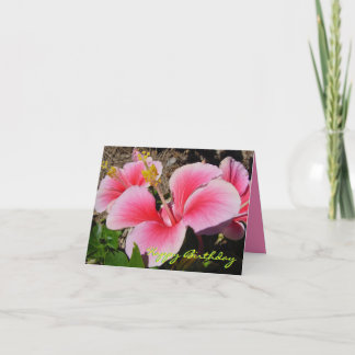 Agradecimiento Tarjeta de cumpleaños Rosado Hibiscus