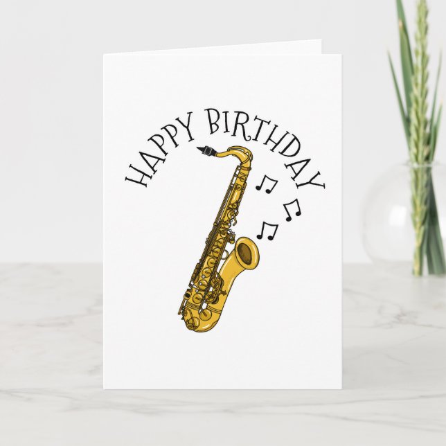 Agradecimiento Tarjeta de cumpleaños saxofonista música de jazz s (Anverso)