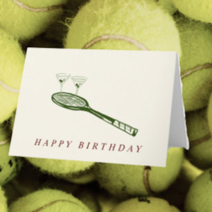 Agradecimiento tarjeta de cumpleaños tenis y martinis