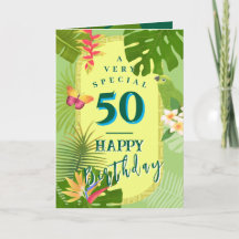 Tarjeta de cumpleaños verde del paraíso tropical 5