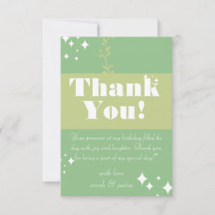 Agradecimiento Tarjeta de cumpleaños Verde Mar