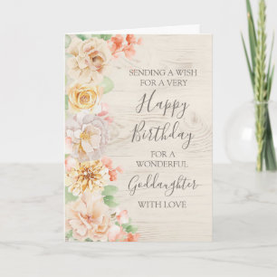 Agradecimiento Tarjeta de cumpleaños vintage floral para ahijada