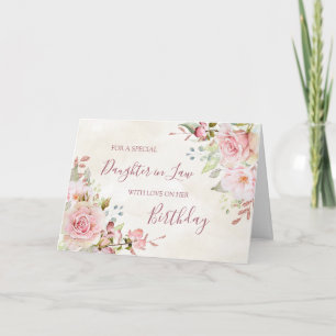 Agradecimiento Tarjeta de cumpleaños vintage floral rosa para nue