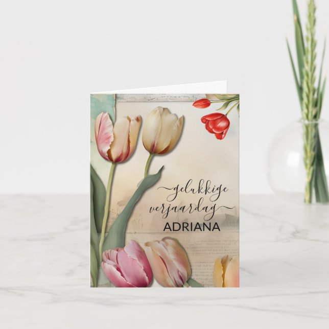 Agradecimiento tarjeta de cumpleaños wenskaart voor gelukkige ver (Anverso)