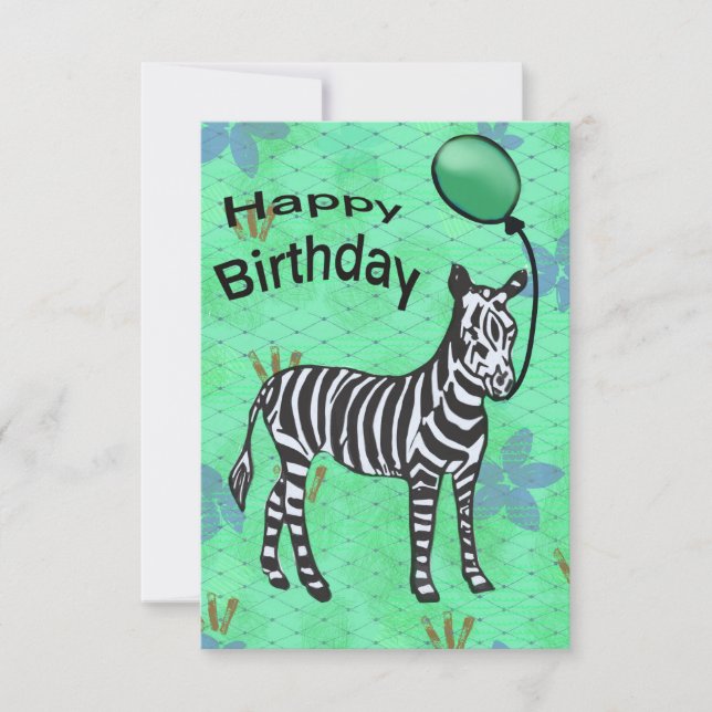 Agradecimiento Tarjeta de cumpleaños Zebra fiesta (Anverso)