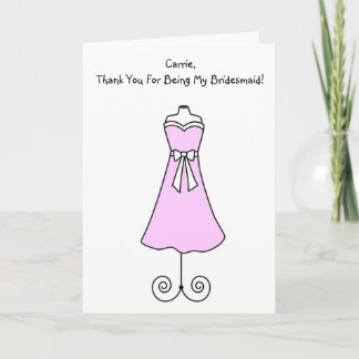 Agradecimiento Tarjeta de Dama de Honor con Vestido Rosa