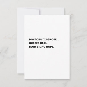 Agradecimiento Tarjeta de definición de médico y enfermera: con t