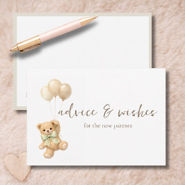 Agradecimiento Tarjeta de deseos y consejos para la ducha del oso