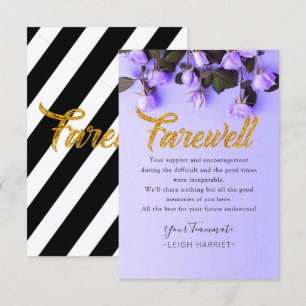 Agradecimiento Tarjeta de despedida de Purple Bloom Floral