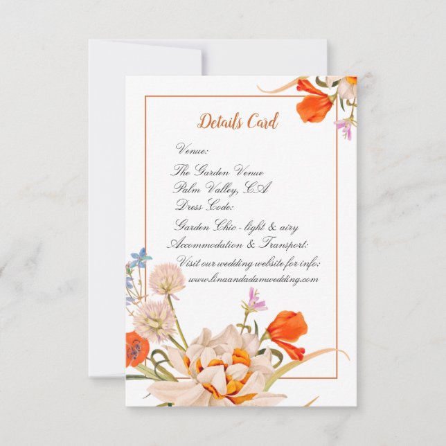 Agradecimiento Tarjeta de Detalles – Boda Elegante de Flores Silv (Anverso)