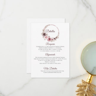 Agradecimiento Tarjeta de detalles de boda boho