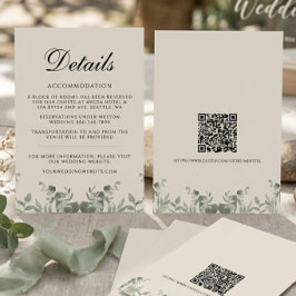 Agradecimiento Tarjeta de detalles de boda con hojas de eucalipto