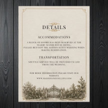 Tarjeta de Detalles de Boda de Dinero Antiguo Eleg