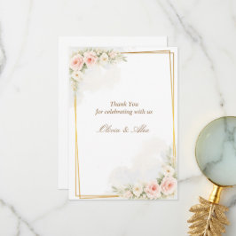 Agradecimiento Tarjeta de Detalles de Boda Floral Romántica Polvo
