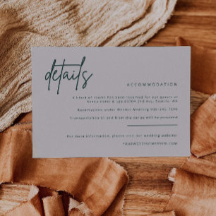 Agradecimiento Tarjeta de Detalles de Boda Simple para Enclosure