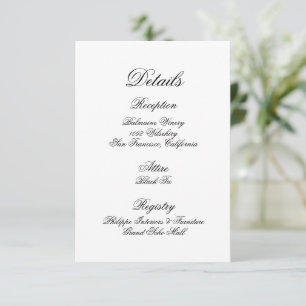 Agradecimiento Tarjeta de detalles del boda