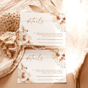 Agradecimiento Tarjeta de detalles del Boda floral Boho   Sitio w