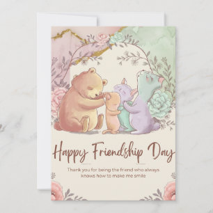 Agradecimiento Tarjeta de Día de Amistad Adorable - Cute acuarela