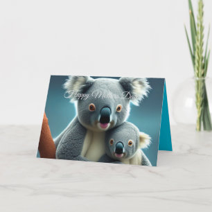 Agradecimiento Tarjeta de Día de la Madre Cute Koala y Baby
