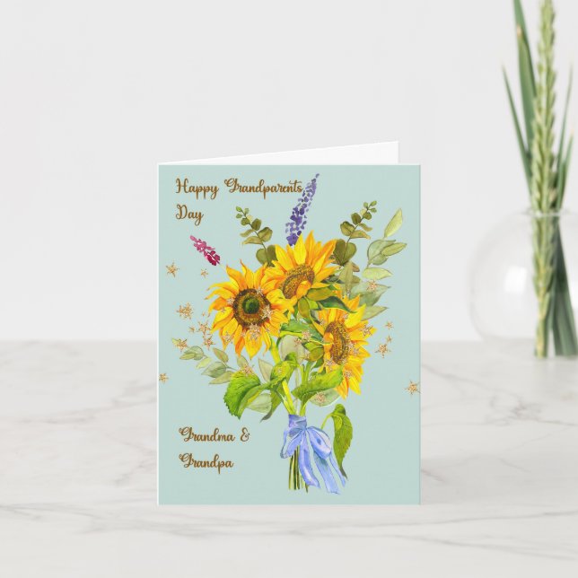 Agradecimiento Tarjeta de Día de los Abuelos con girasoles (Anverso)