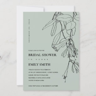 AGRADECIMIENTO TARJETA DE DUCHA BRIDAL FLORAL DE LÍNEA GRIS MODER