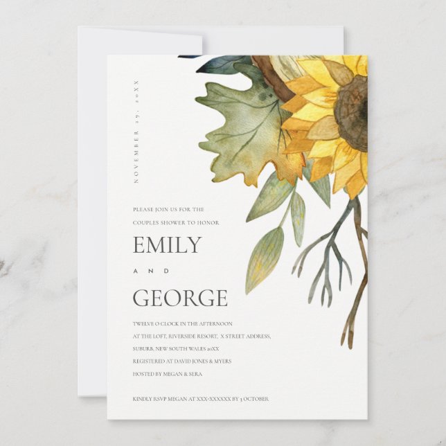 Agradecimiento TARJETA DE DUCHA DE LA PAREJA DE FLORES AMARILLOp (Anverso)