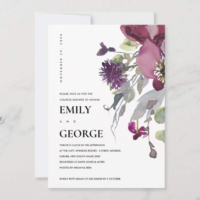 AGRADECIMIENTO TARJETA DE DUCHA DE LA PAREJA DE LA PAREJA FLORAL  (Anverso)