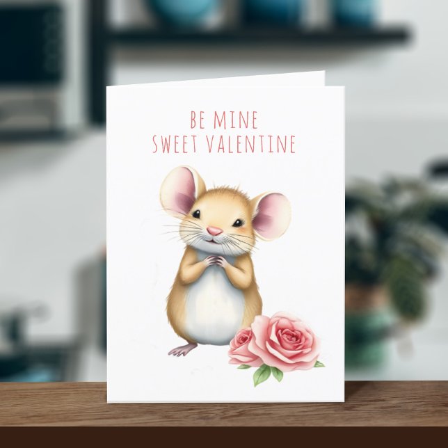 Agradecimiento Tarjeta de El día de San Valentín Cute Mouse Be Mi (Send this Valentine's to your boyfriend or girlfriend. They'll love you more than they already do)
