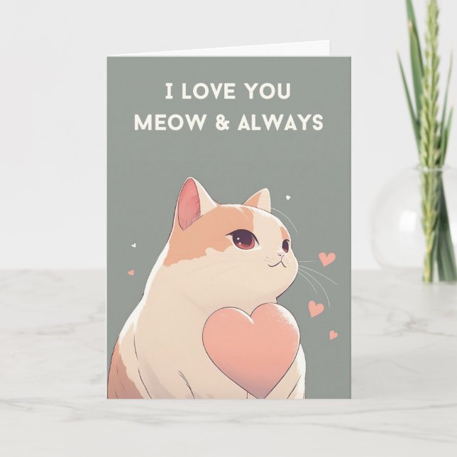 Agradecimiento Tarjeta de El día de San Valentín para gato | Meow (Anverso)