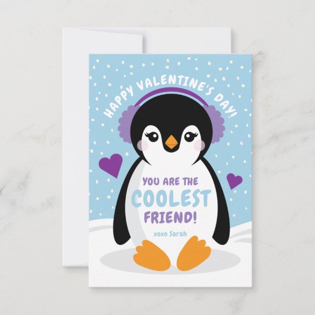 Agradecimiento Tarjeta de El día de San Valentín Penguin Classroo (Anverso)