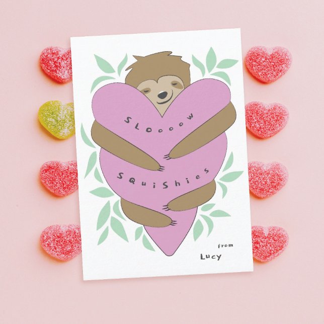 Agradecimiento Tarjeta de El día de San Valentín Slogs Hugs Class (Subido por el creador)