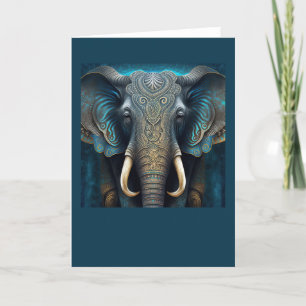 Agradecimiento Tarjeta de elefante de color acuático místico