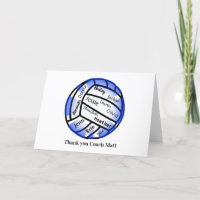 Tarjeta de entrenador de Blue and White Volleyball