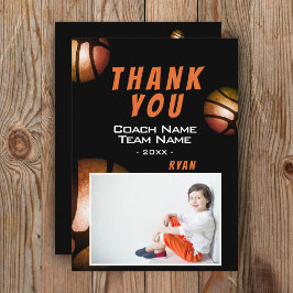 Agradecimiento Tarjeta de entrenador: moderna foto de básquetbol