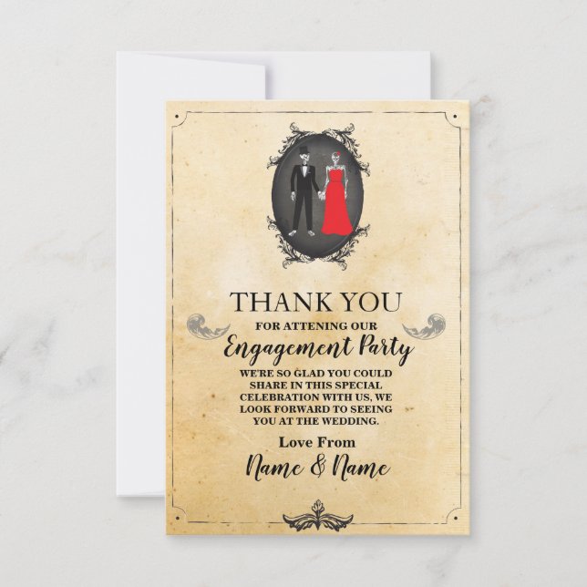 Agradecimiento Tarjeta de Esqueleto de Halloween de agradecimient (Anverso)