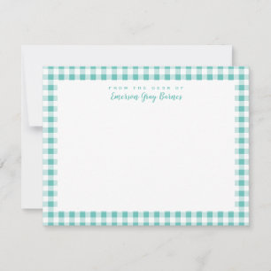 Agradecimiento Tarjeta de estatus personal Sea Green Gingham Chec