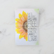 Tarjeta de estimulación de girasol de acuarela asc