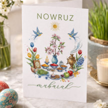 Tarjeta de Felicitación - Acuarela Floral Nowruz M