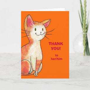 Agradecimiento Tarjeta de felicitación anaranjada del gato