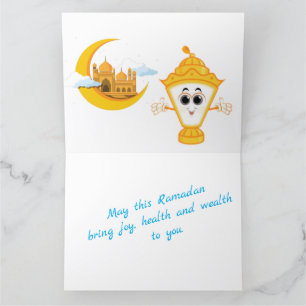 Agradecimiento Tarjeta de felicitación azul Ramadan Kareem con li