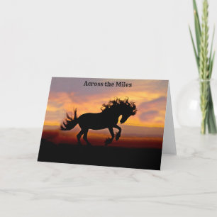 Agradecimiento Tarjeta de felicitación Black Horse Sunset a travé
