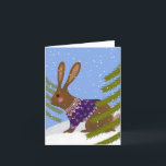 Agradecimiento Tarjeta de felicitación BLANK de Winter Rabbit<br><div class="desc">Esta tarjeta en blanco,  adecuada para todas las ocasiones,  es de una obra de arte original. Adecuado para encuadernación.</div>