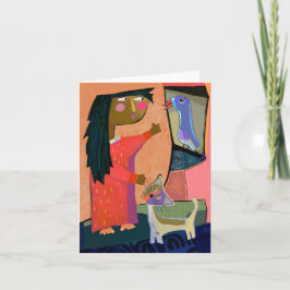 Agradecimiento Tarjeta de felicitación BLANK para Chica, gato y p