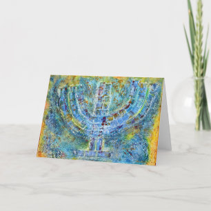 Agradecimiento Tarjeta de felicitación Blue Menorah (interior en 