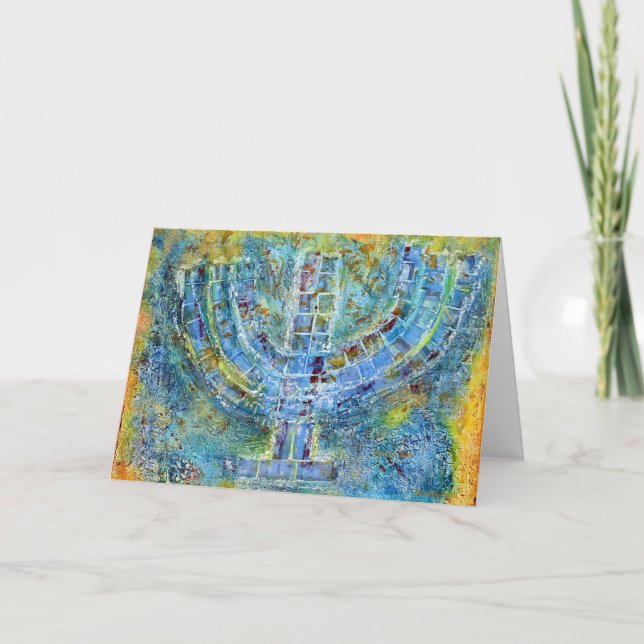 Agradecimiento Tarjeta de felicitación Blue Menorah (interior en  (Anverso)