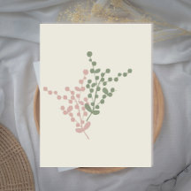 Tarjeta de felicitación de arte de bayas rosadas y