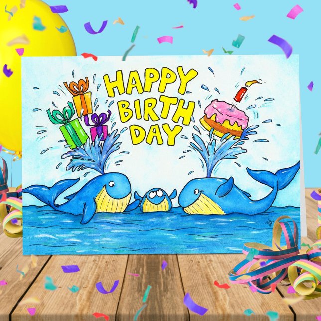 Agradecimiento Tarjeta de felicitación de ballenas de cumpleaños  (Subido por el creador)