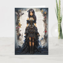 Tarjeta de Felicitación de Chica Gótica de Fantasí
