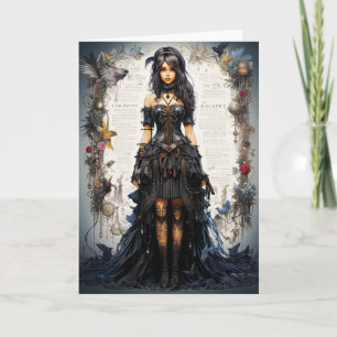 Agradecimiento Tarjeta de Felicitación de Chica Gótica de Fantasí