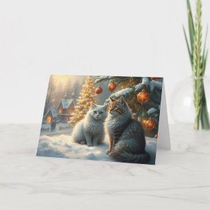 Agradecimiento Tarjeta de felicitación de gatos para navidades